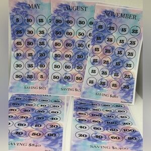 Purple/Pink watercolor Theme 12 Month Budget Laminated Cards